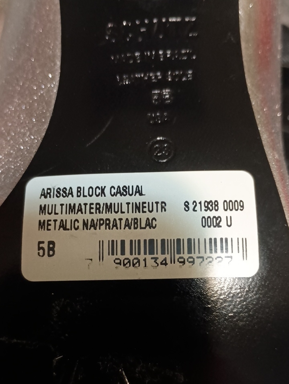 NWT Schutz ARISSA BLOCK MULTI HEELS/Metallic Silver & Black, Womens Size US 5B